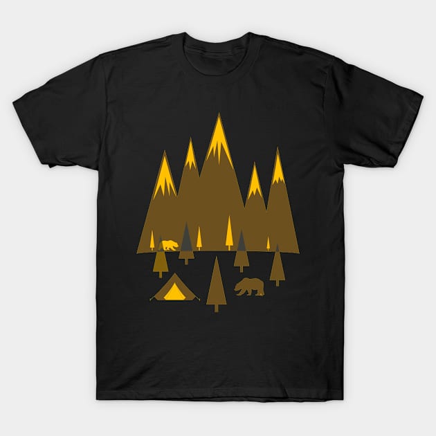 My Mountains and Hiking Art T-Shirt by OneRedFox